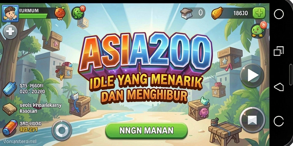 Screenshot gameplay ASIA200 menampilkan karakter yang sedang berkembang dengan otomatis.