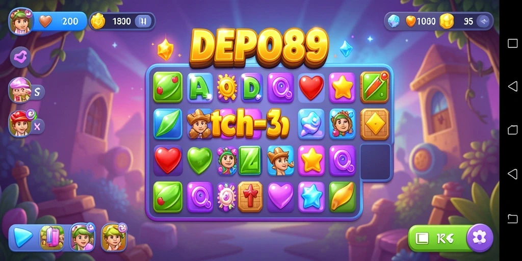 Gameplay seru DEPO89 dengan grafis menawan dan tantangan Match-3.