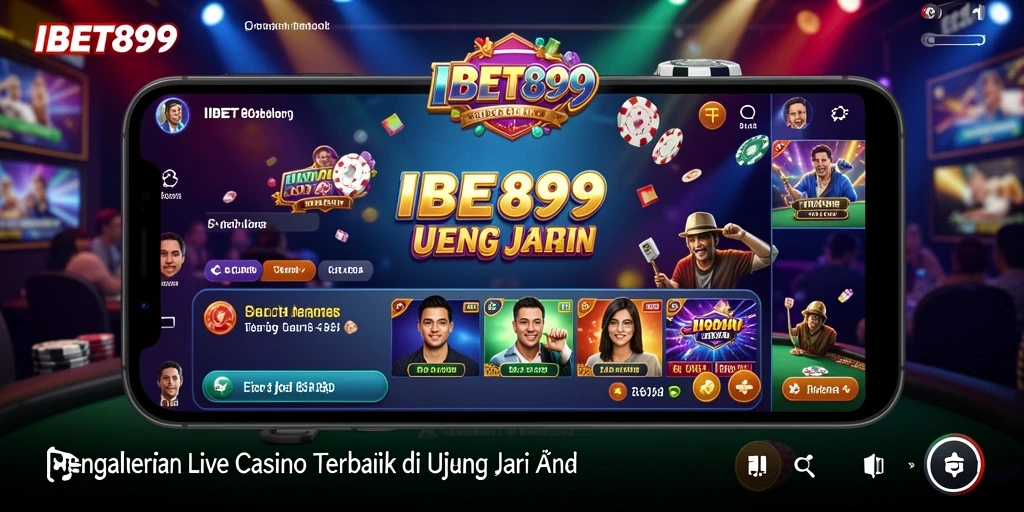 Tampilan utama gameplay IBET899 dengan dealer langsung dan permainan kasino.