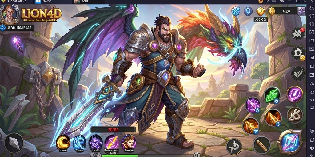Tangkapan layar LION4D menampilkan aksi pertarungan seru dalam dunia ARPG yang luas.