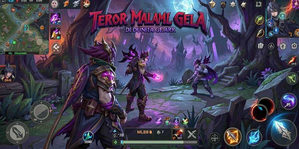 Gameplay <strong>MLBB8</strong> yang menyeramkan dengan suasana malam yang mencekam.