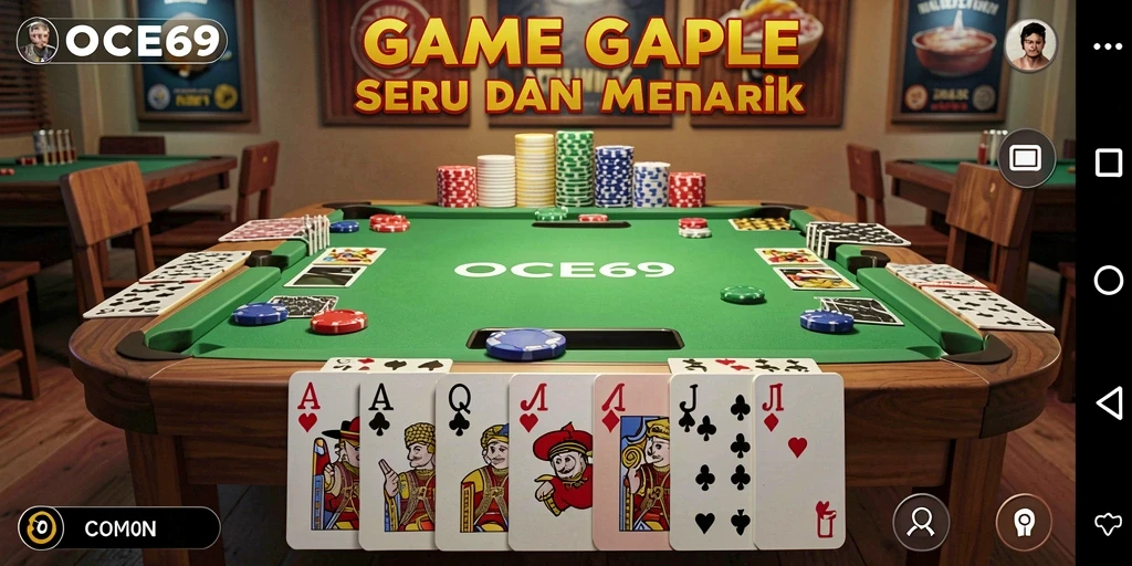 Screenshot gameplay OCE69 menampilkan suasana seru permainan Gaple.