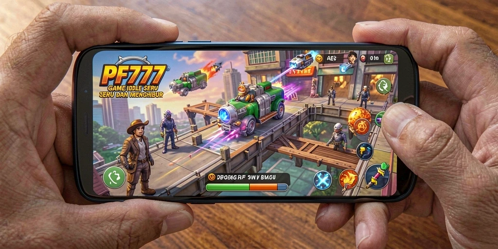 Screenshot utama PF777 menampilkan gameplay Idle yang mengasyikkan.