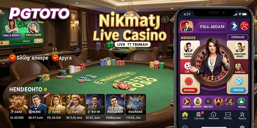 Screenshot permainan Live Casino PGTOTO menampilkan dealer dan pemain dalam action.