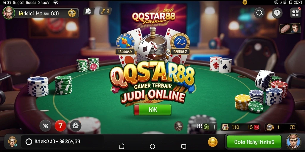 Tampilan gameplay poker QQSTAR88 yang seru dan mendebarkan.