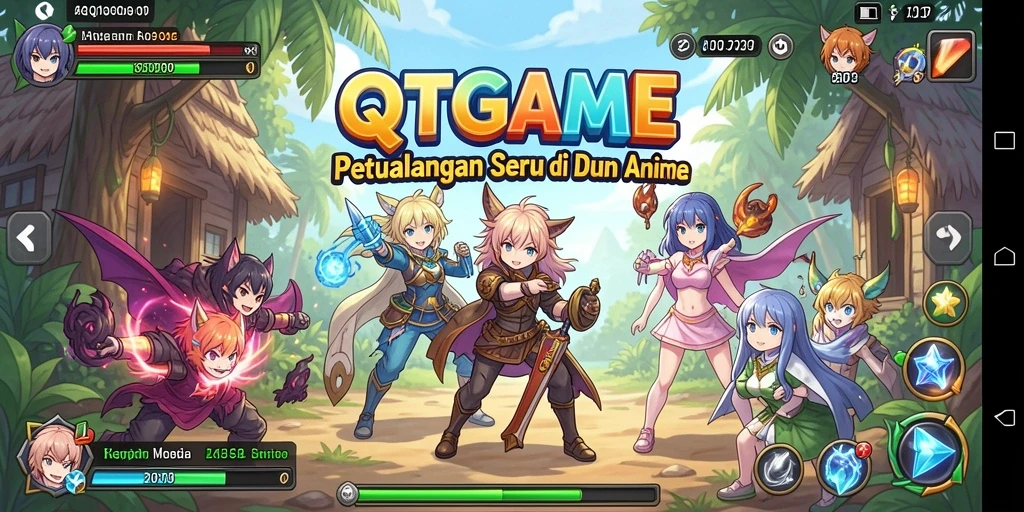 Tampilan menarik dari gameplay QTGAME dengan karakter anime ikonik.