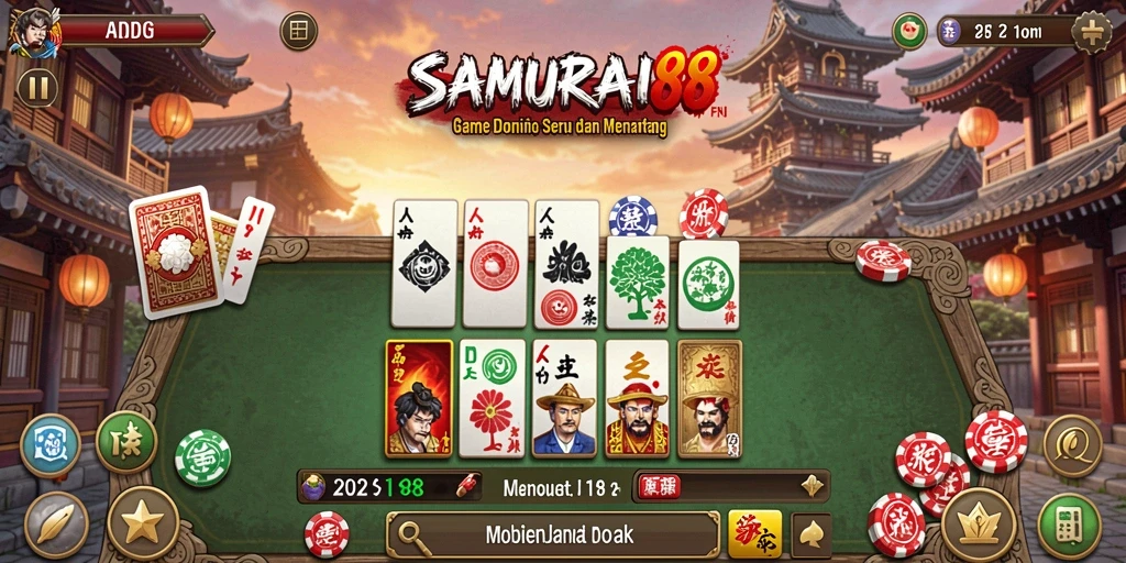 Tampilan gameplay seru dan menarik dari SAMURAI88 yang menyajikan Domino.