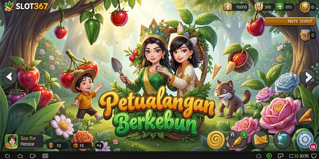 Gameplay seru SLOT367 dengan kebun yang indah dan hewan ternak.