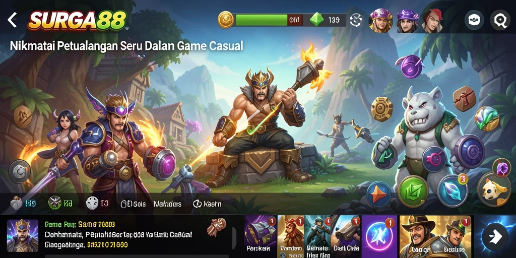 Tampilan gameplay SURGA88 yang cerah dan interaktif menyenangkan untuk dilihat.